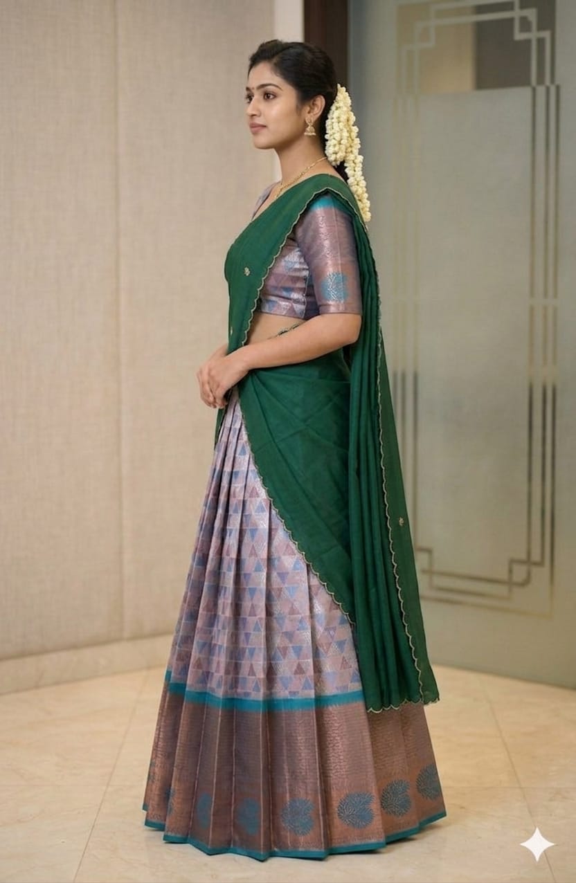 Trendy Ethnic Half Saree with Rich Border
