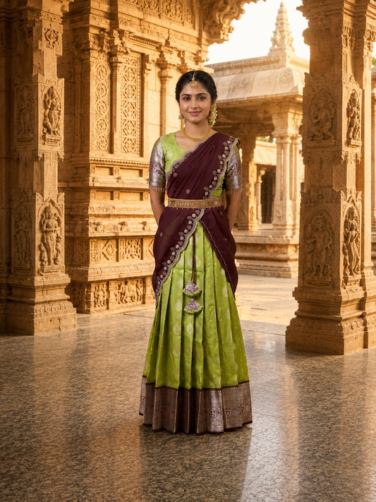 Designer Semi Silk Half Saree with Traditional Look