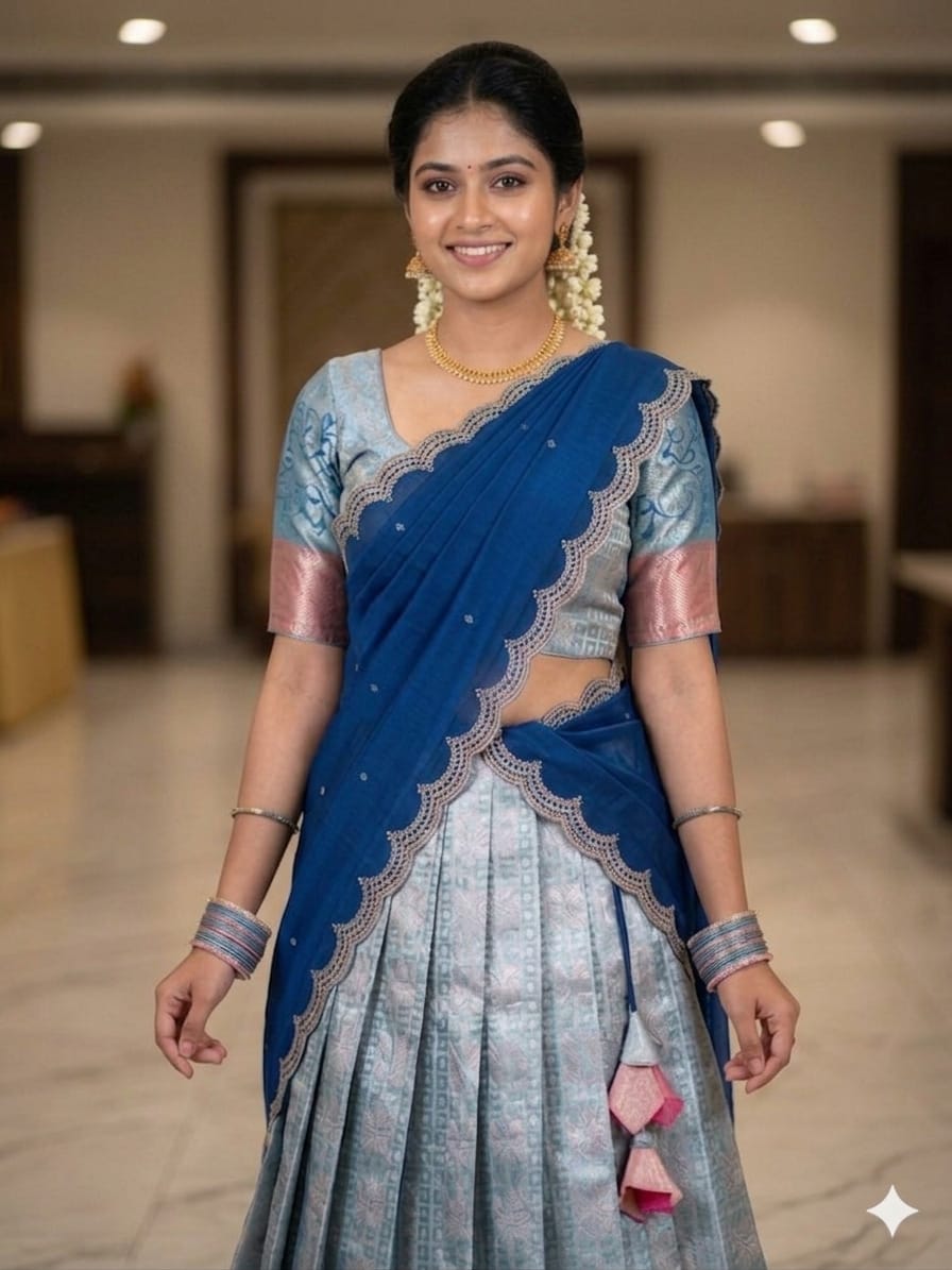 Royal Blue Traditional Half Saree