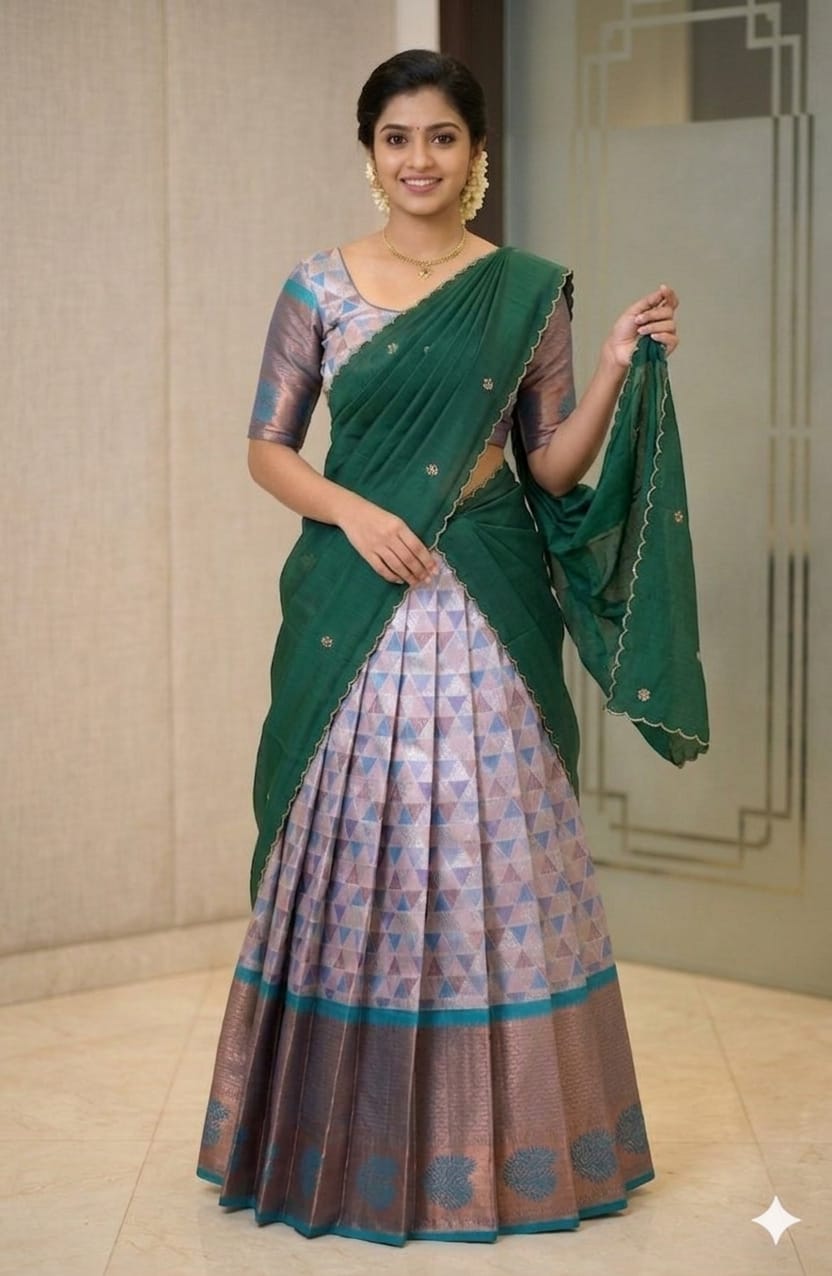 Trendy Ethnic Half Saree with Rich Border