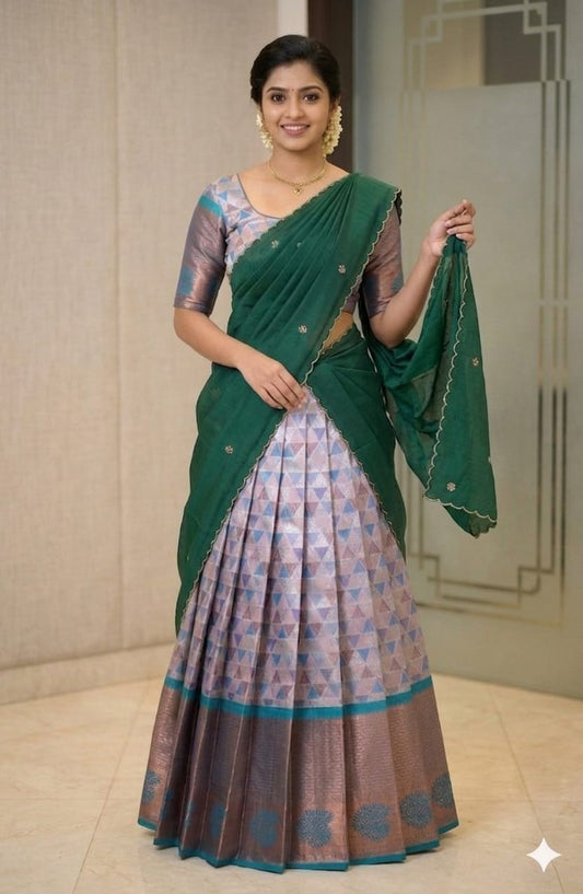 Trendy Ethnic Half Saree with Rich Border