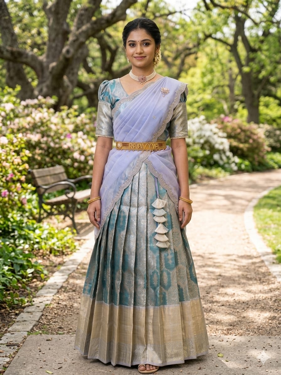 Stylish Pastel Half Saree for Engagement & Party Wear