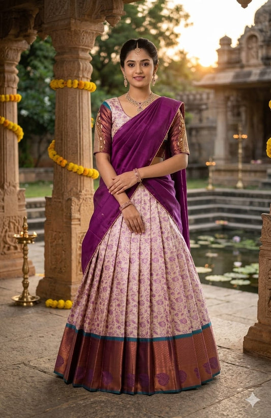 Bridal Style South Indian Half Saree