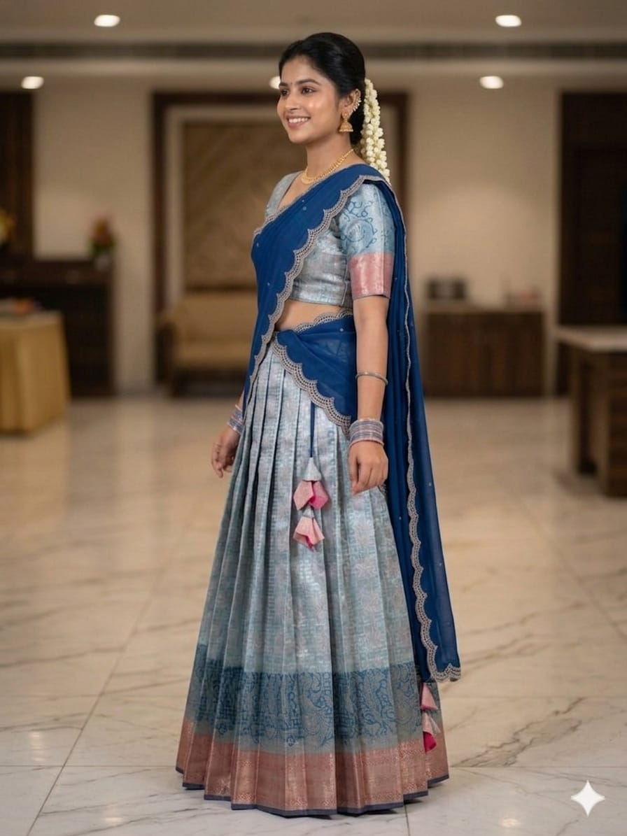 Royal Blue Traditional Half Saree