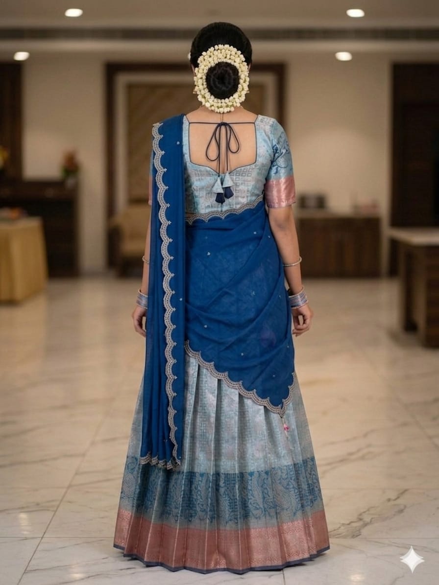 Royal Blue Traditional Half Saree