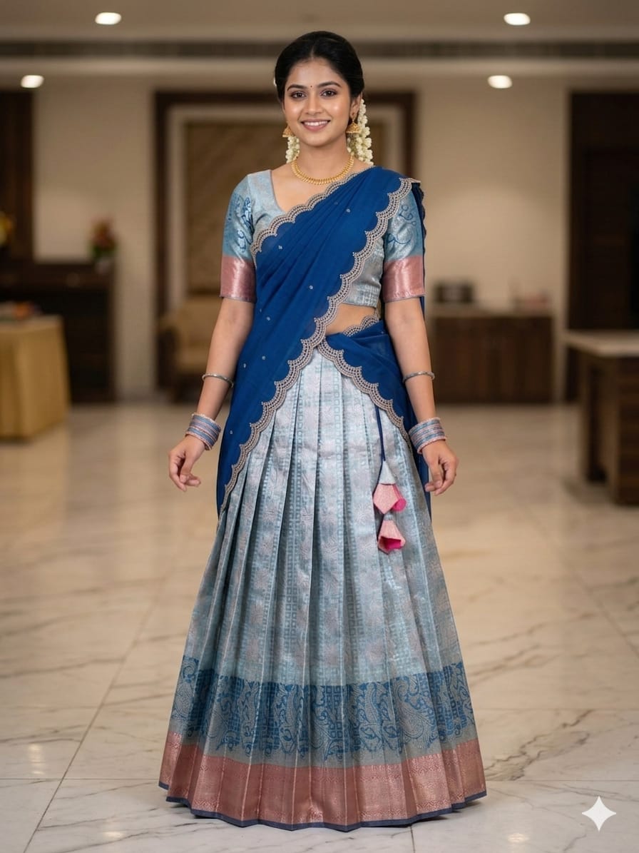Royal Blue Traditional Half Saree
