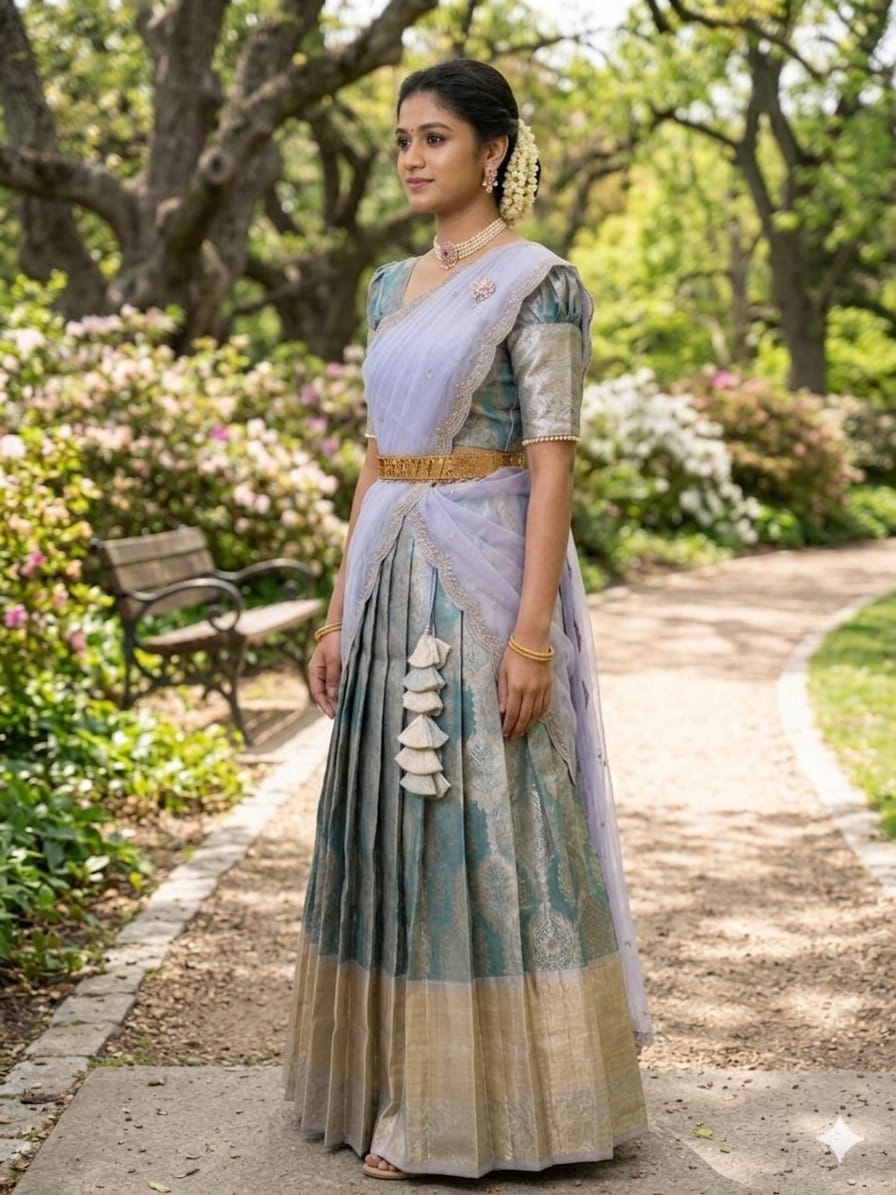 Stylish Pastel Half Saree for Engagement & Party Wear
