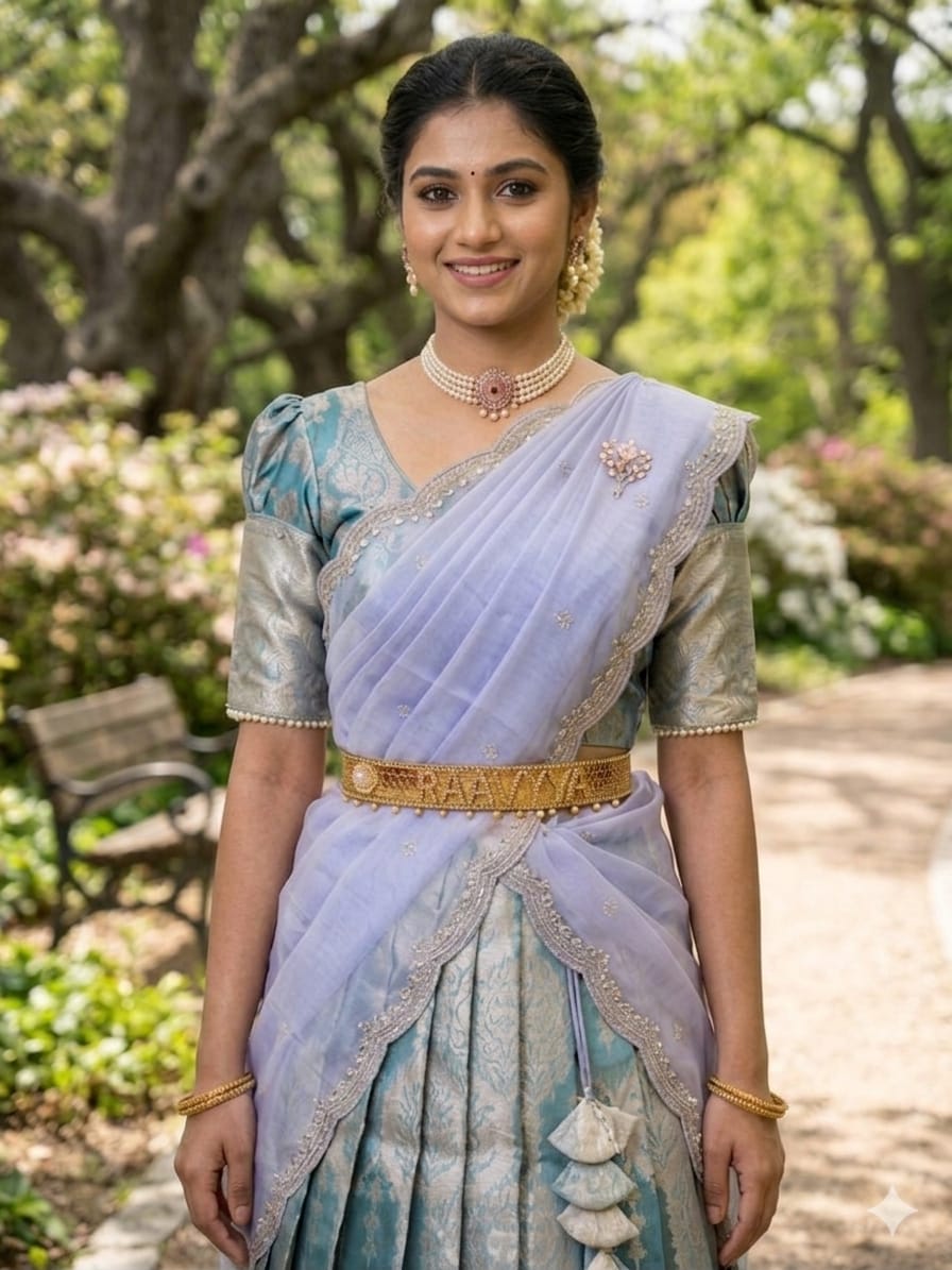 Stylish Pastel Half Saree for Engagement & Party Wear