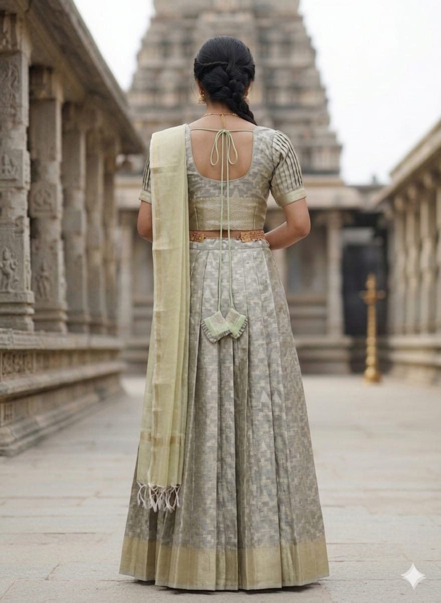 Silver Bloom Traditional Half Saree