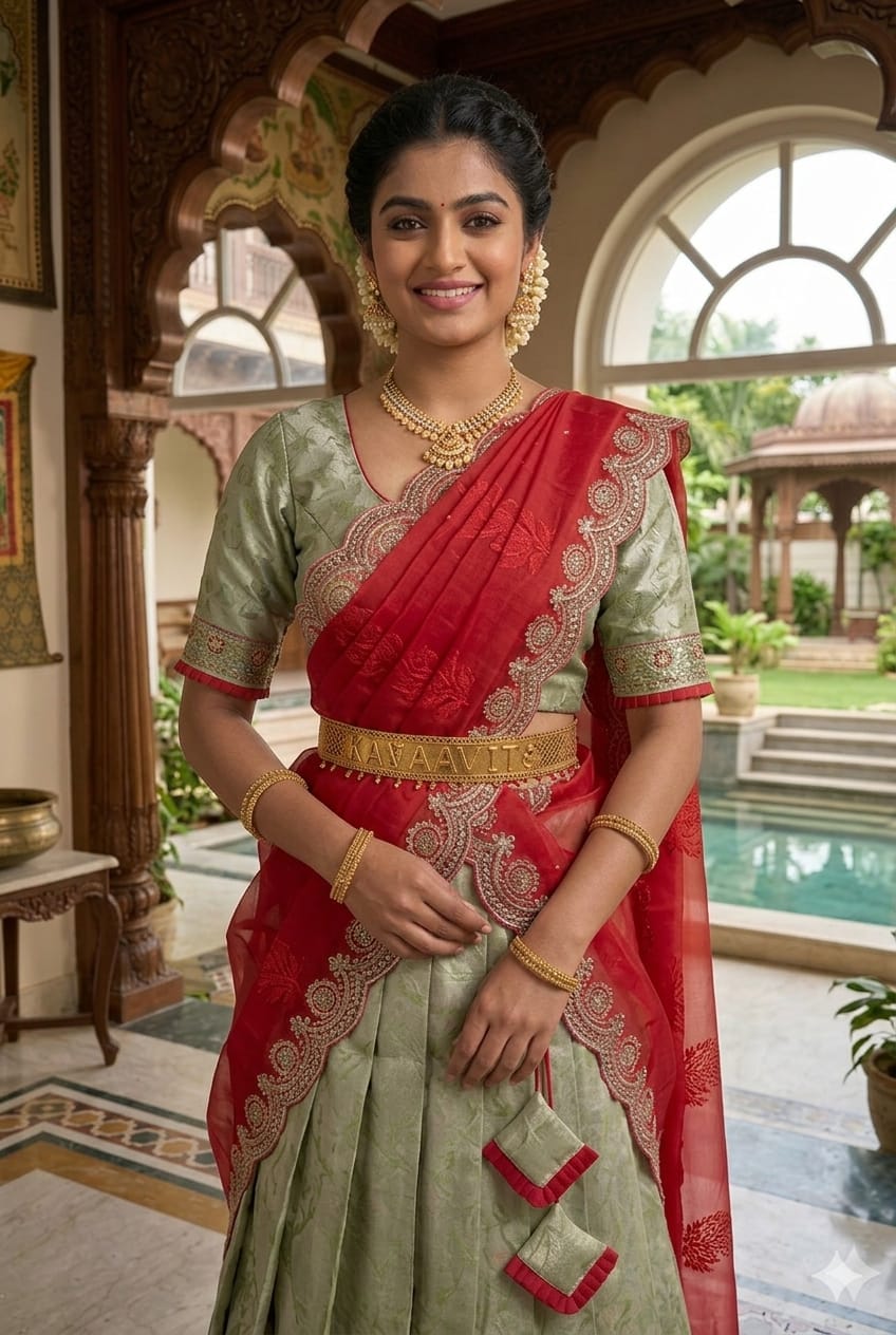 Traditional Embroidered Half Saree for Women