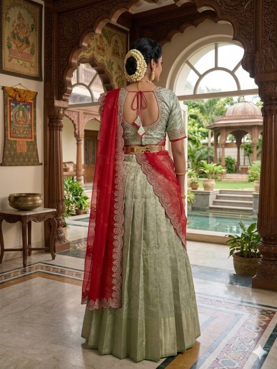 Traditional Embroidered Half Saree for Women
