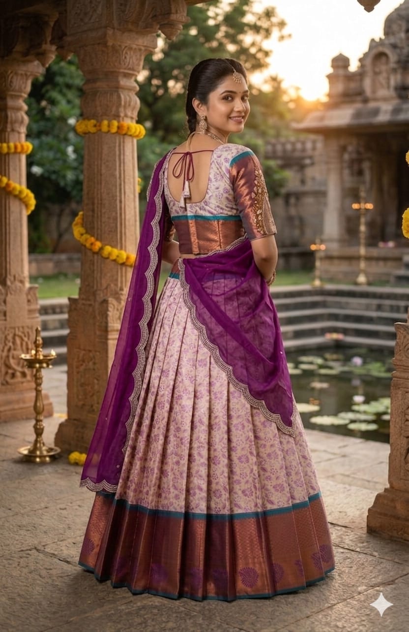 Bridal Style South Indian Half Saree