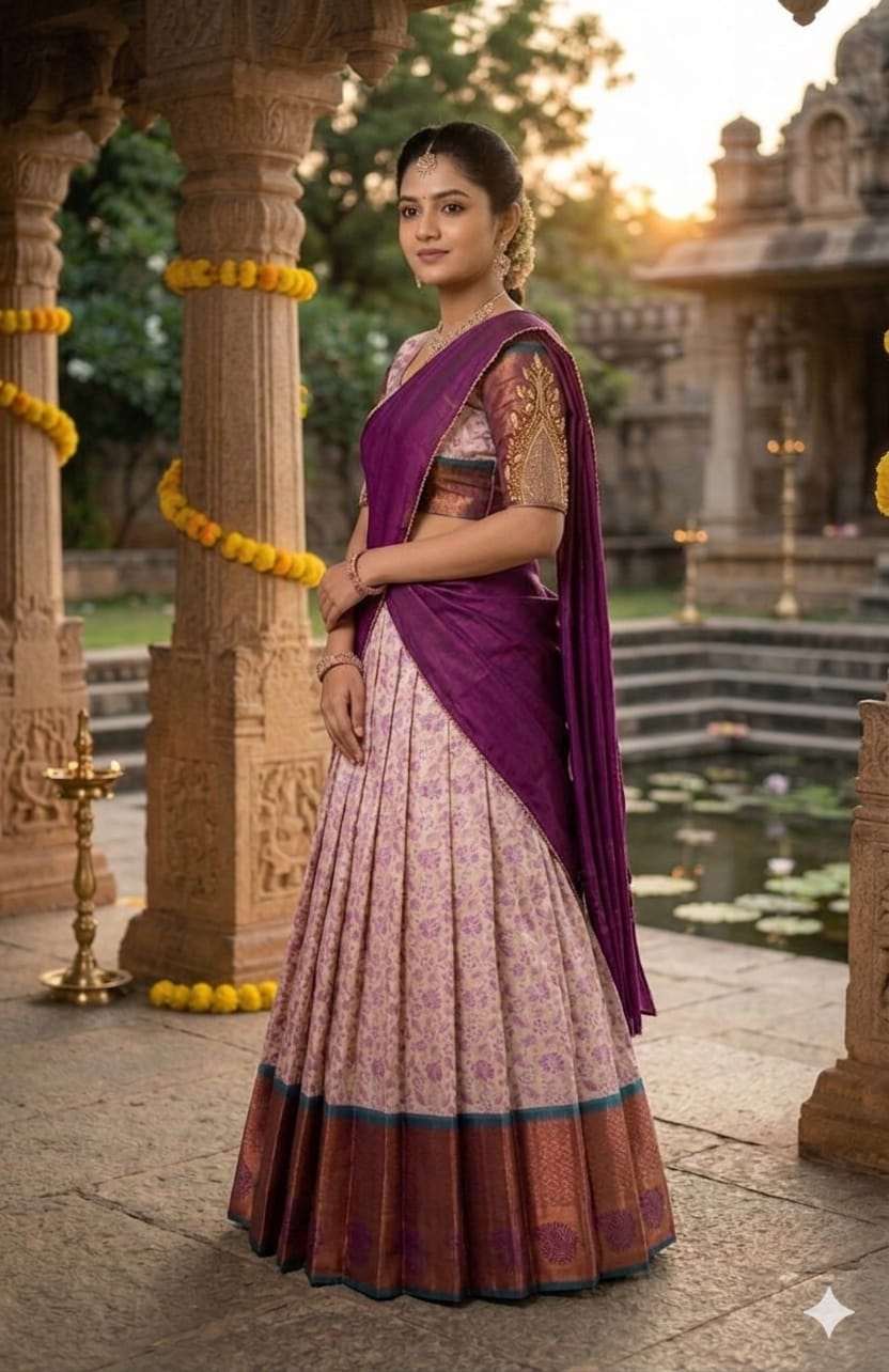 Bridal Style South Indian Half Saree
