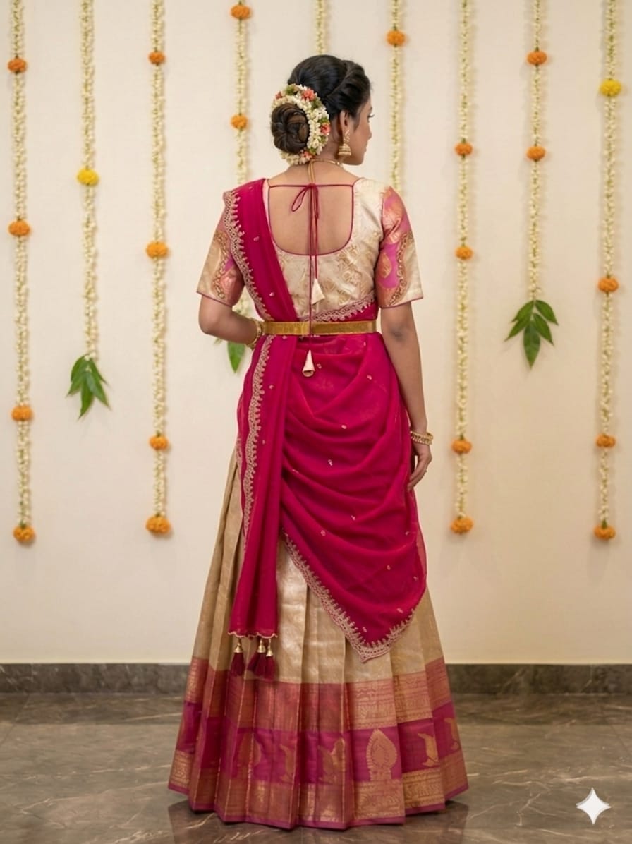Traditional Pattu Style Half Saree for Women & Girls