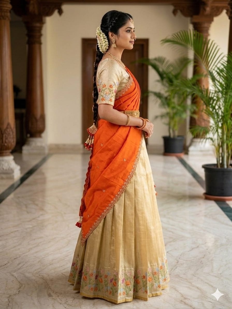 Stylish Traditional Half Saree for Girls